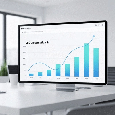Brad Callen's principles are applied to SEO automation and affiliate marketing, showing growth on a graph